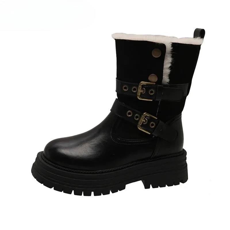 Winter Street Style Belt Buckle Ankle Women Boots Platform Thick Sole Shoes Female Punk Short Booties Zapatos De Muje