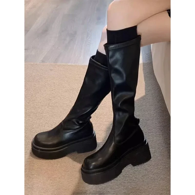 Women’s 2025 New-Arrival Autumn/Winter Knight Boots Rubber Leather Riding Boots Elastic Slimming Boots Women's 2025 New-Arrival Autumn/Winter Knight Boots Rubber Leather Riding Boots Elastic Slimming Boots