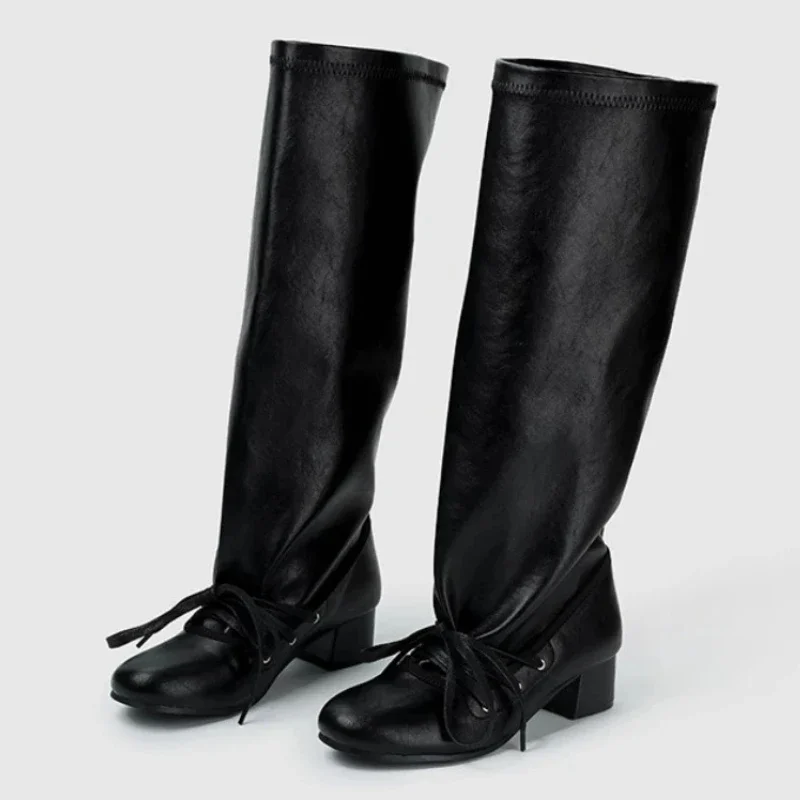 Retro Designer Boots Women Lace-up Round Toe Fashion Long Boots Female 2025 New Winter Brand Chunky Heels Knight Boots Ladies Retro Designer Boots Women Lace-up Round Toe Fashion Long Boots Female 2025 New Winter Brand Chunky Heels Knight Boots Ladies