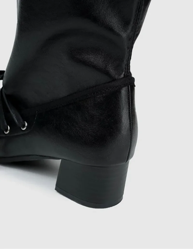 Retro Designer Boots Women Lace-up Round Toe Fashion Long Boots Female 2025 New Winter Brand Chunky Heels Knight Boots Ladies