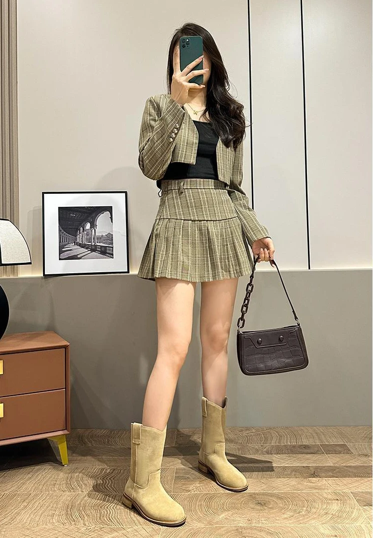 Footwear Denim Ladies Boots Middle Heel Shoes for Women Half High Cowgirl Mid Calf Cowboy New Rock in On Promotion Fashion 2025 Footwear Denim Ladies Boots Middle Heel Shoes for Women Half High Cowgirl Mid Calf Cowboy New Rock in On Promotion Fashion 2025