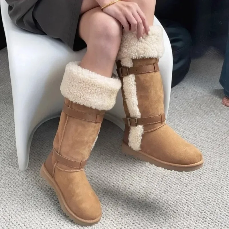 Thickened Lamb Wool Long Tube Snow Boots for Women New Autumn Winter Anti-slip Fleece-lined Cotton Shoes Knee High Boots Thickened Lamb Wool Long Tube Snow Boots for Women New Autumn Winter Anti-slip Fleece-lined Cotton Shoes Knee High Boots