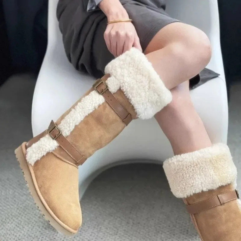 Thickened Lamb Wool Long Tube Snow Boots for Women New Autumn Winter Anti-slip Fleece-lined Cotton Shoes Knee High Boots Thickened Lamb Wool Long Tube Snow Boots for Women New Autumn Winter Anti-slip Fleece-lined Cotton Shoes Knee High Boots