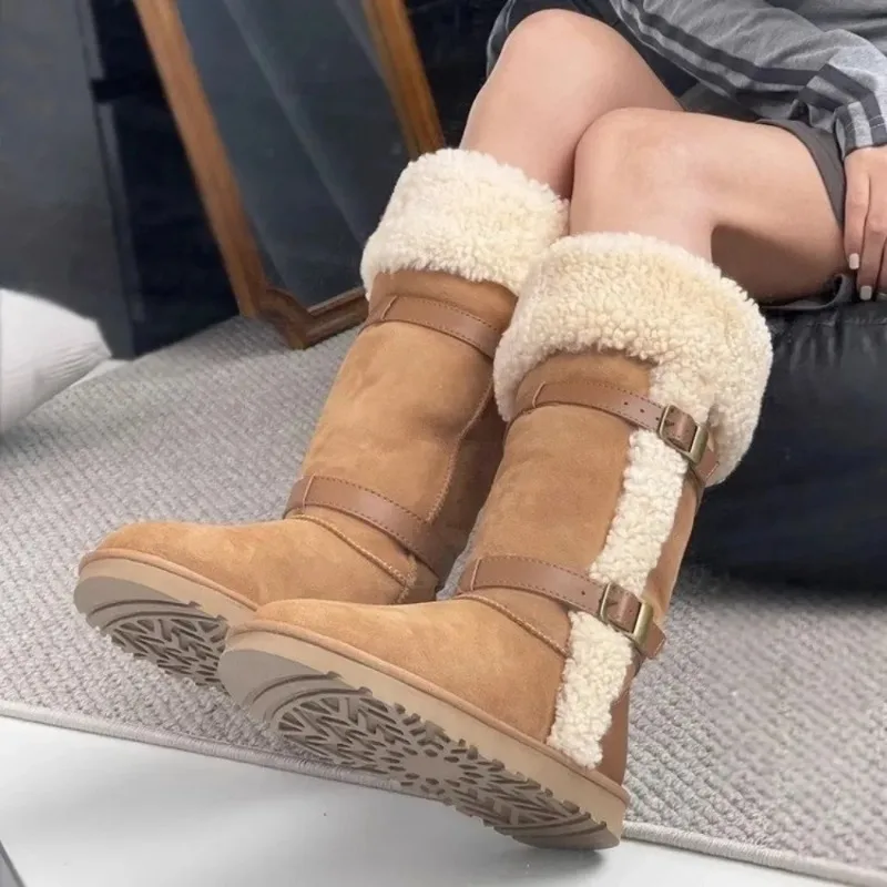 Thickened Lamb Wool Long Tube Snow Boots for Women New Autumn Winter Anti-slip Fleece-lined Cotton Shoes Knee High Boots Thickened Lamb Wool Long Tube Snow Boots for Women New Autumn Winter Anti-slip Fleece-lined Cotton Shoes Knee High Boots