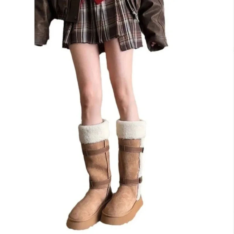Thickened Lamb Wool Long Tube Snow Boots for Women New Autumn Winter Anti-slip Fleece-lined Cotton Shoes Knee High Boots Thickened Lamb Wool Long Tube Snow Boots for Women New Autumn Winter Anti-slip Fleece-lined Cotton Shoes Knee High Boots