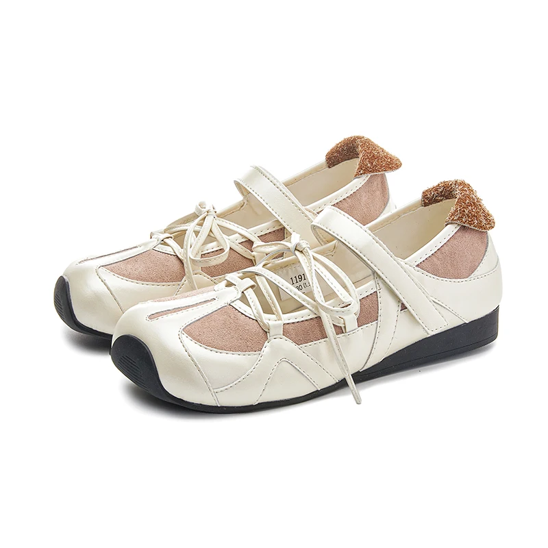 2025 New Women's Flat Mary Jane Shoes Non-slip Lace-up Ballet Loafers for Women Large Size Square Toe Female Shoes