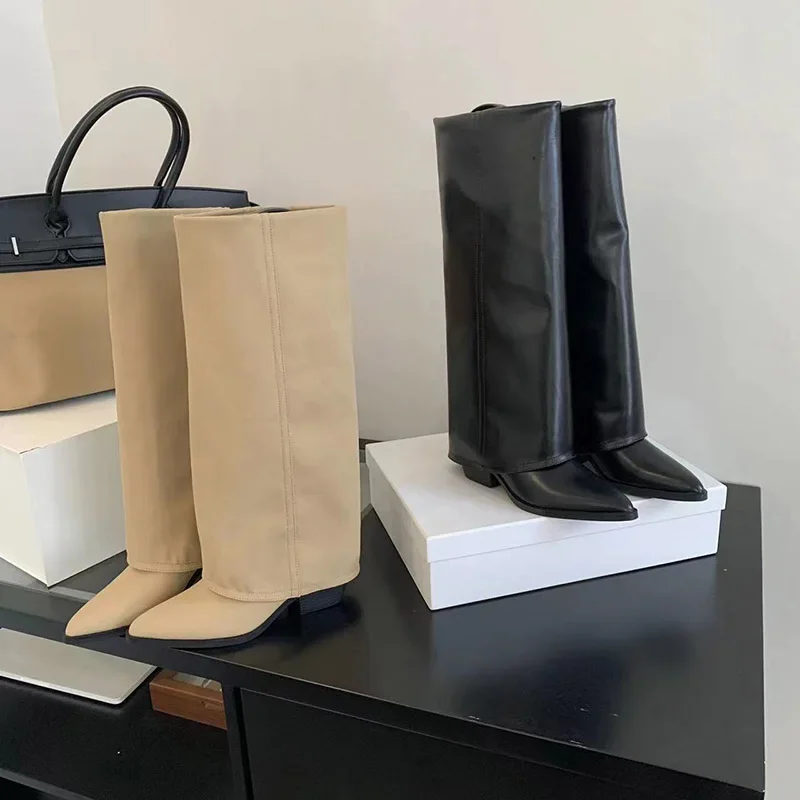 Women Pointed Toe High Boots Fashion Sexy Mid Heels Shoes Woman Chunky Trend Chelsea Boots Pumps Elegant Mujer Snow Goth Botas Women Pointed Toe High Boots Fashion Sexy Mid Heels Shoes Woman Chunky Trend Chelsea Boots Pumps Elegant Mujer Snow Goth Botas