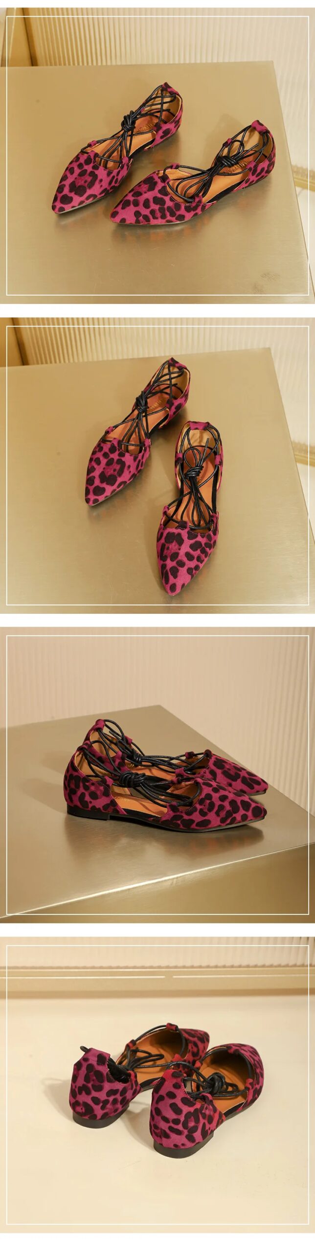 Sexy Cross-tied Gladiator Summer Shoes Woman Pointe Toe Cut Out Flat Lace Up Ballet Flats Roman Style Shoes Big Size 43