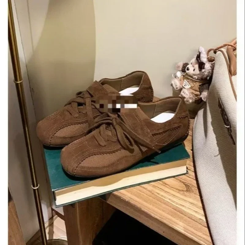 2025 Spring Autumn Women’s Vulcanize Shoes Flat Sole Lace-up Hook & Loop Sneakers Women Leisure Retro Ballet Zapatillas De Mujer 2025 Spring Autumn Women's Vulcanize Shoes Flat Sole Lace-up Hook & Loop Sneakers Women Leisure Retro Ballet Zapatillas De Mujer