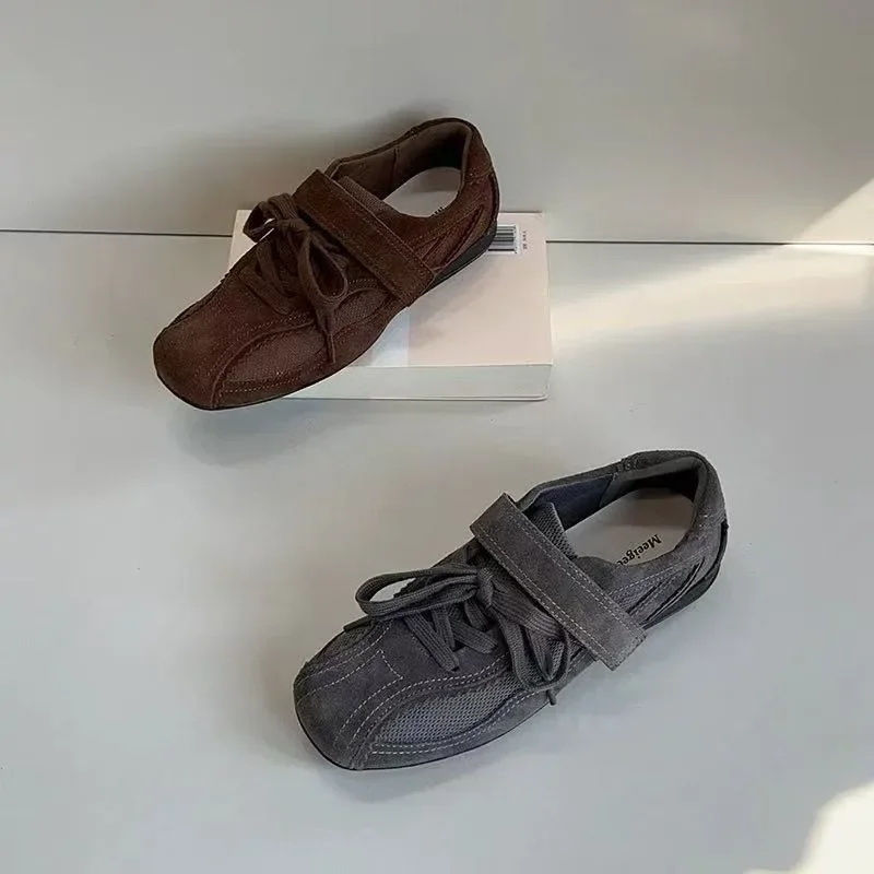 2025 Spring Autumn Women’s Vulcanize Shoes Flat Sole Lace-up Hook & Loop Sneakers Women Leisure Retro Ballet Zapatillas De Mujer 2025 Spring Autumn Women's Vulcanize Shoes Flat Sole Lace-up Hook & Loop Sneakers Women Leisure Retro Ballet Zapatillas De Mujer