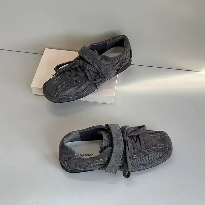 2025 Spring Autumn Women’s Vulcanize Shoes Flat Sole Lace-up Hook & Loop Sneakers Women Leisure Retro Ballet Zapatillas De Mujer 2025 Spring Autumn Women's Vulcanize Shoes Flat Sole Lace-up Hook & Loop Sneakers Women Leisure Retro Ballet Zapatillas De Mujer