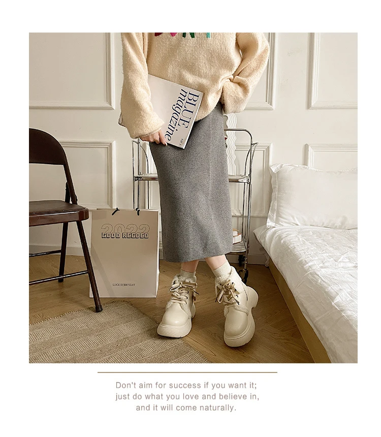 Winter Women Boots Warm Fur Soft Casual Shoes Lace Up Sweet Ankle Boots Fashion Comfortable Plush Outdoor Shoes  Female 35-40