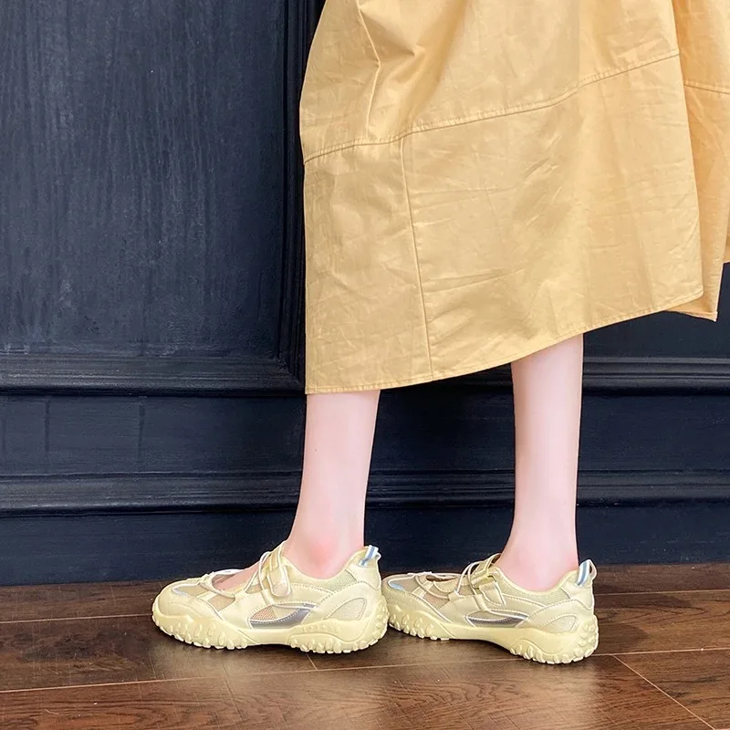 Mary Jane Sports Sandals Women's Summer Soft Bot Anti-Slip 2025 New Hollow out Breathable Thi Heel Magic Tape