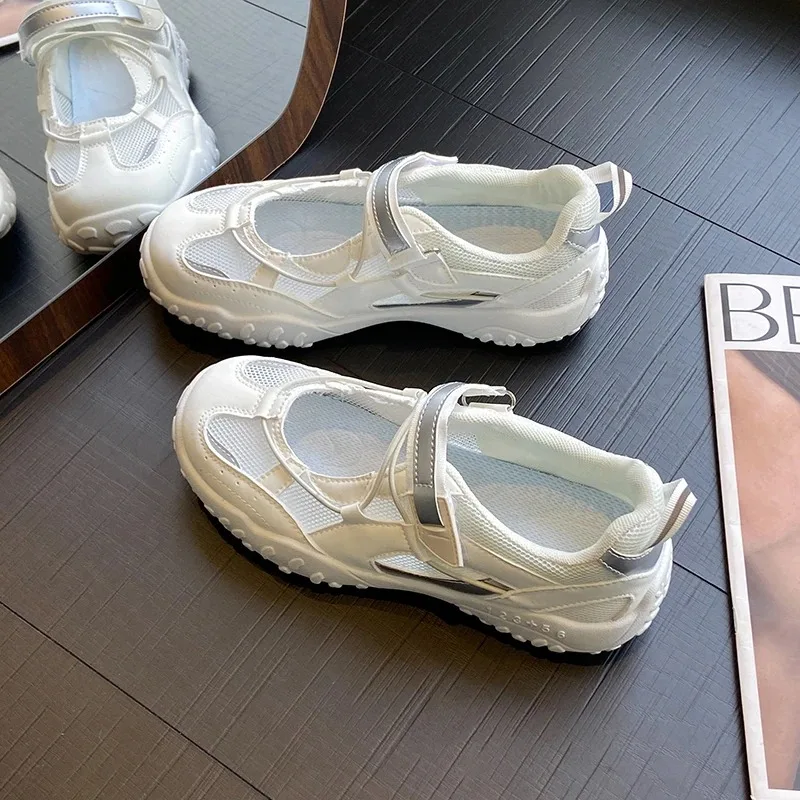 Mary Jane Sports Sandals Women's Summer Soft Bot Anti-Slip 2025 New Hollow out Breathable Thi Heel Magic Tape