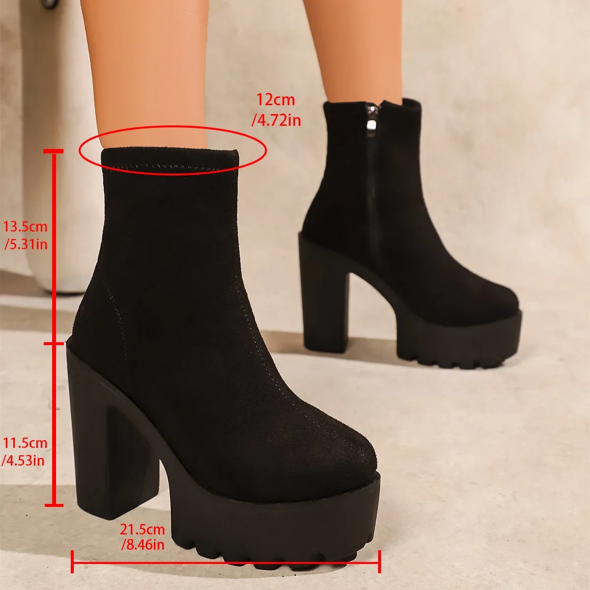 Women's Autumn /winter New Waterproof Platform Thick Heel Super High Heels Women's Boots Suede Warm Short Boots Low Boots Women's Autumn /winter New Waterproof Platform Thick Heel Super High Heels Women's Boots Suede Warm Short Boots Low Boots