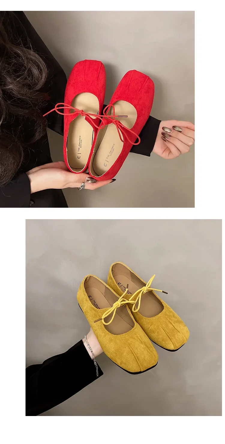 2025 Spring Women Ballet Flats Shallow Mouth Shoes Butterfly-knot Casual Soft Sole Women Shoes Comfortable Leather Women Shoes