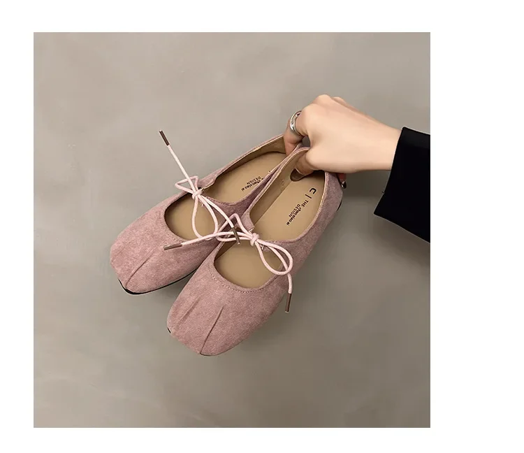 2025 Spring Women Ballet Flats Shallow Mouth Shoes Butterfly-knot Casual Soft Sole Women Shoes Comfortable Leather Women Shoes