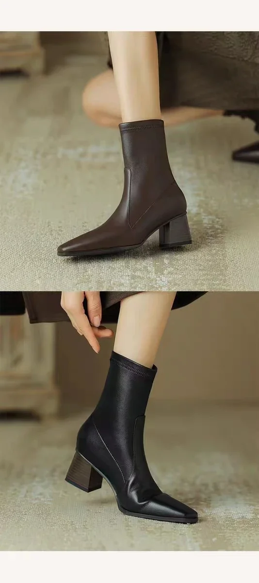 New Chelsea Boots Women Shoes Chunky Ankle Goth Mid Heels 2024 Brand Winter Fashion Pointed Toe Boots Motorcycle Botas Femme New Chelsea Boots Women Shoes Chunky Ankle Goth Mid Heels 2024 Brand Winter Fashion Pointed Toe Boots Motorcycle Botas Femme