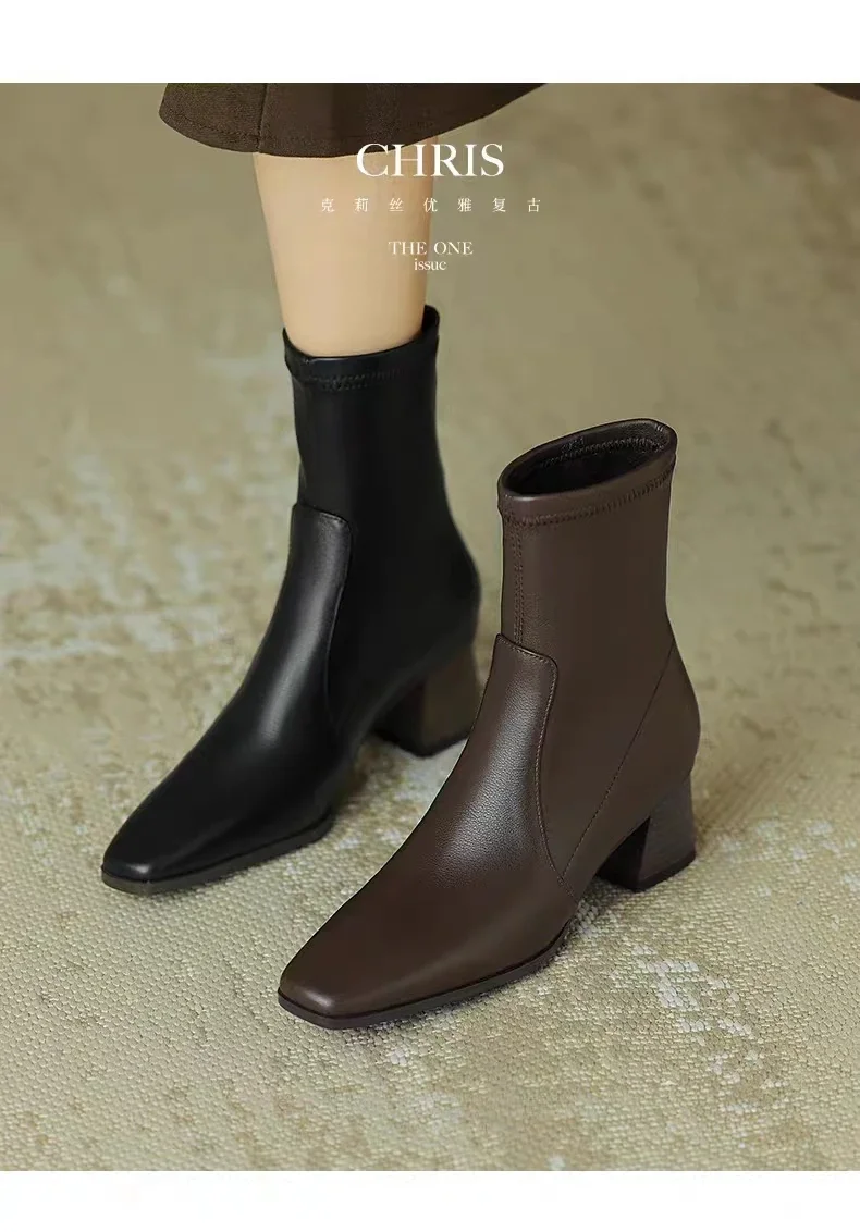 New Chelsea Boots Women Shoes Chunky Ankle Goth Mid Heels 2024 Brand Winter Fashion Pointed Toe Boots Motorcycle Botas Femme New Chelsea Boots Women Shoes Chunky Ankle Goth Mid Heels 2024 Brand Winter Fashion Pointed Toe Boots Motorcycle Botas Femme