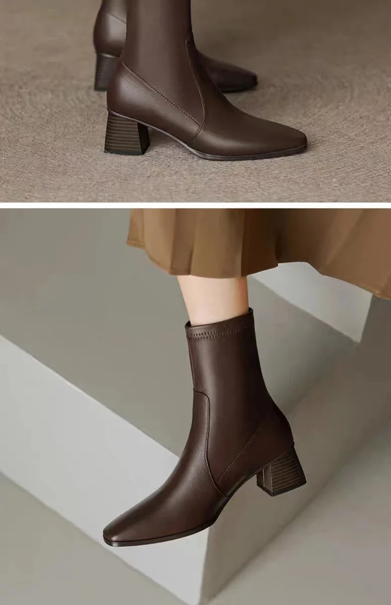 New Chelsea Boots Women Shoes Chunky Ankle Goth Mid Heels 2024 Brand Winter Fashion Pointed Toe Boots Motorcycle Botas Femme New Chelsea Boots Women Shoes Chunky Ankle Goth Mid Heels 2024 Brand Winter Fashion Pointed Toe Boots Motorcycle Botas Femme