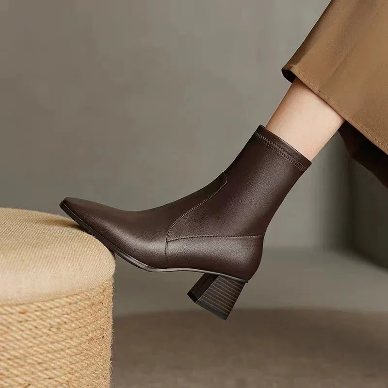 New Chelsea Boots Women Shoes Chunky Ankle Goth Mid Heels 2024 Brand Winter Fashion Pointed Toe Boots Motorcycle Botas Femme New Chelsea Boots Women Shoes Chunky Ankle Goth Mid Heels 2024 Brand Winter Fashion Pointed Toe Boots Motorcycle Botas Femme