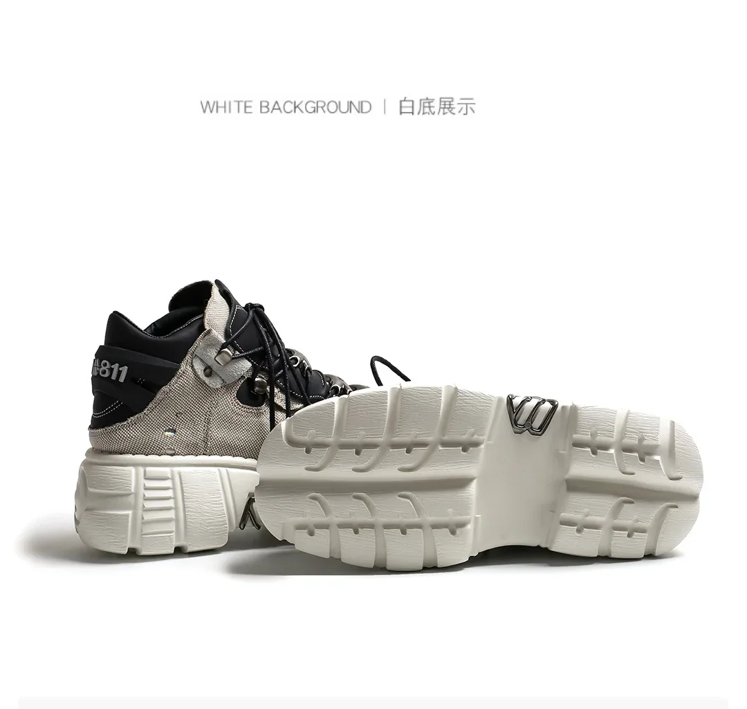 Punk Style Women Sneakers Rock Metal Decor Lace-up Heel Height Platform Shoes Gothic Man Shoes Men Sneaker 2025 New Sneaker Punk Style Women Sneakers Rock Metal Decor Lace-up Heel Height Platform Shoes Gothic Man Shoes Men Sneaker 2025 New Sneaker