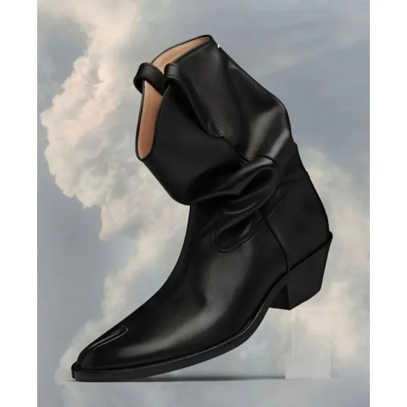 2025 Brand Design Tabi Boots Split Toe Chunky High Heel Women Boots Leather Zapatos Mujer Fashion Autumn Women Shoes Botas Mujer