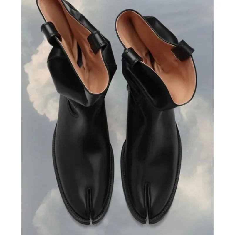 2025 Brand Design Tabi Boots Split Toe Chunky High Heel Women Boots Leather Zapatos Mujer Fashion Autumn Women Shoes Botas Mujer