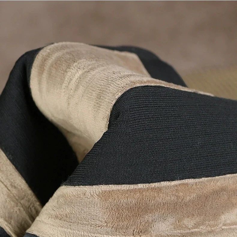 Knee High Boots Women Winter Warm Handmade High Quality Split Cow Leather ZIP Brown Black Block High Heels Long Boot Shoes