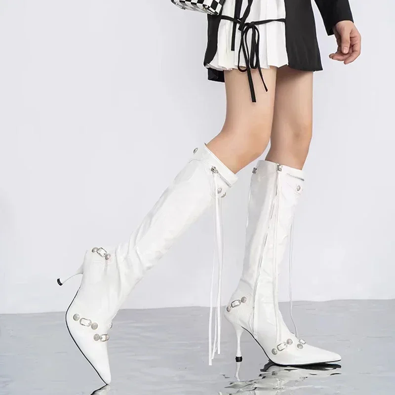 Women Sexy Boots Pointed Toe High Heels Shoes Autumn New Fashion Stilettos Designer Knee High Mujer Chelsea Boots Pumps Women Sexy Boots Pointed Toe High Heels Shoes Autumn New Fashion Stilettos Designer Knee High Mujer Chelsea Boots Pumps