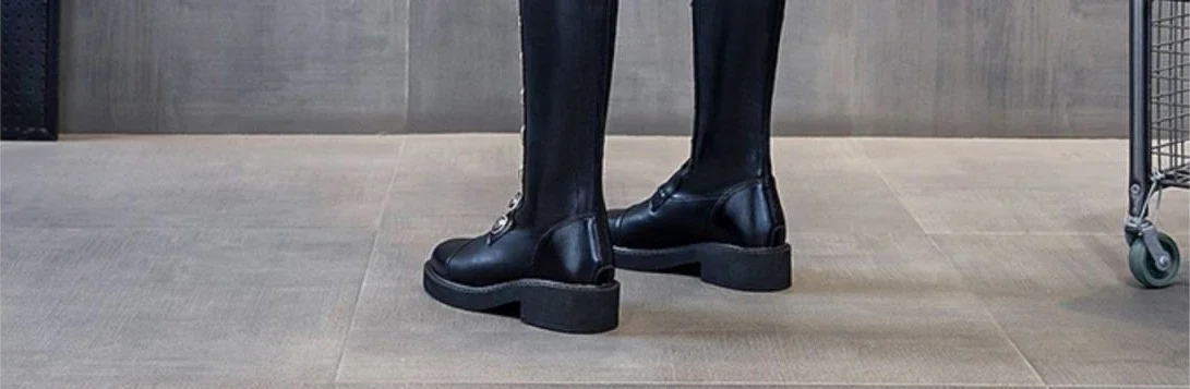 Middle Heel Shoes for Woman Elastic Round Toe Women's Boots Footwear Long New Rock Winter Knee High Shaft Quality Novelty Middle Heel Shoes for Woman Elastic Round Toe Women's Boots Footwear Long New Rock Winter Knee High Shaft Quality Novelty