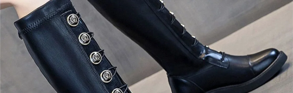 Middle Heel Shoes for Woman Elastic Round Toe Women's Boots Footwear Long New Rock Winter Knee High Shaft Quality Novelty Middle Heel Shoes for Woman Elastic Round Toe Women's Boots Footwear Long New Rock Winter Knee High Shaft Quality Novelty