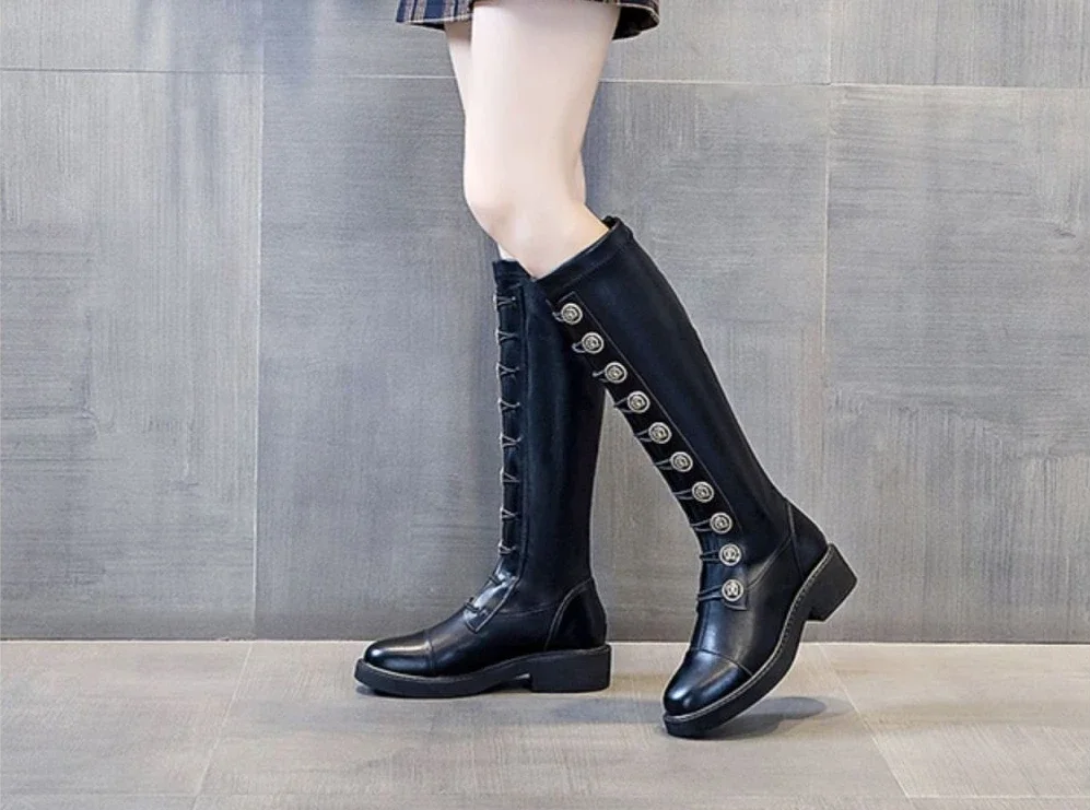Middle Heel Shoes for Woman Elastic Round Toe Women's Boots Footwear Long New Rock Winter Knee High Shaft Quality Novelty Middle Heel Shoes for Woman Elastic Round Toe Women's Boots Footwear Long New Rock Winter Knee High Shaft Quality Novelty