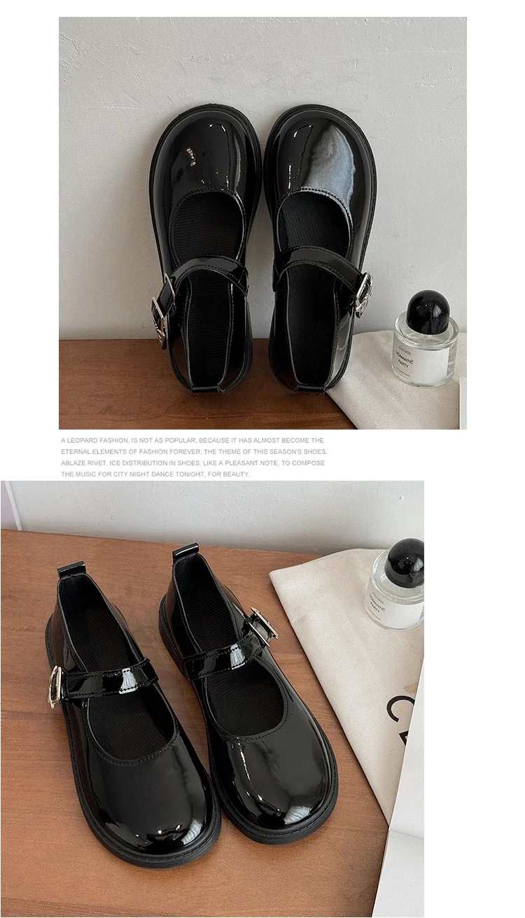 Femme Luxury Black Flat Shoe Women Autumn NewVintage Mary Jane Student Leather British Women Shoe Lolita Femme Luxury Black Flat Shoe Women Autumn NewVintage Mary Jane Student Leather British Women Shoe Lolita