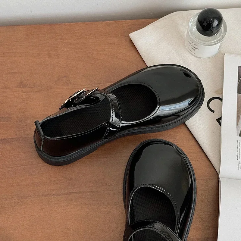 Femme Luxury Black Flat Shoe Women Autumn NewVintage Mary Jane  Student Leather  British Women Shoe Lolita