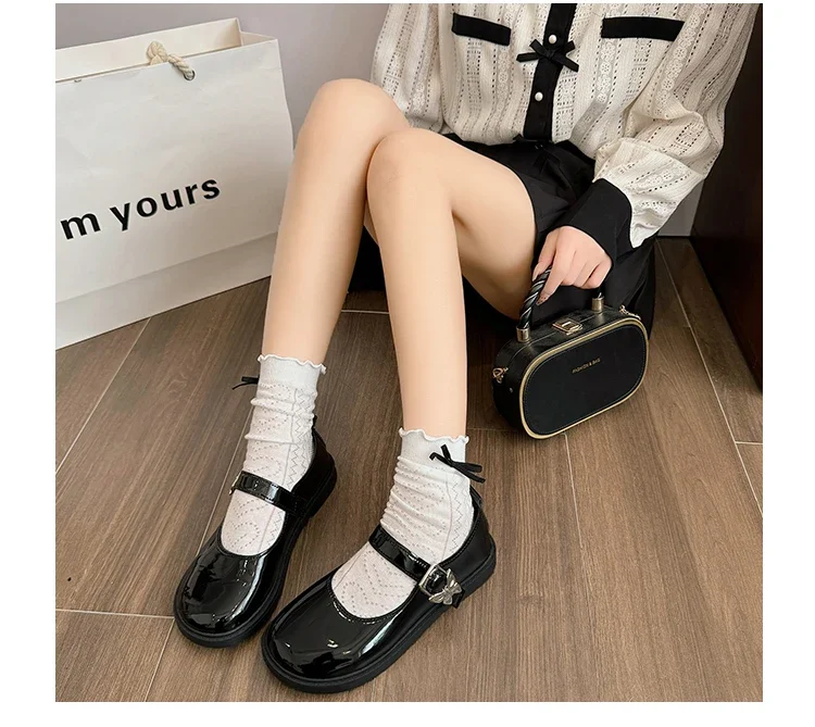 Femme Luxury Black Flat Shoe Women Autumn NewVintage Mary Jane Student Leather British Women Shoe Lolita Femme Luxury Black Flat Shoe Women Autumn NewVintage Mary Jane Student Leather British Women Shoe Lolita