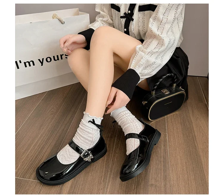 Femme Luxury Black Flat Shoe Women Autumn NewVintage Mary Jane Student Leather British Women Shoe Lolita Femme Luxury Black Flat Shoe Women Autumn NewVintage Mary Jane Student Leather British Women Shoe Lolita