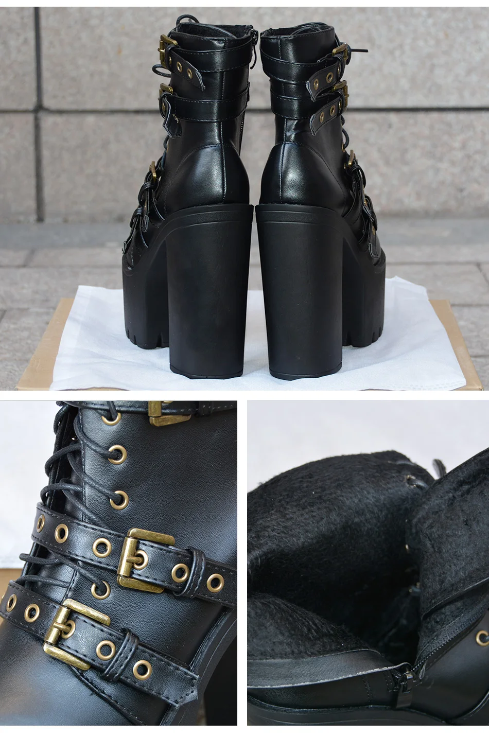 Sexy Rivet Black Ankle Boots Women Platform Soft Leather Autumn Winter Ladies Boots with Zipper Ultra High Heels Shoes Sexy Rivet Black Ankle Boots Women Platform Soft Leather Autumn Winter Ladies Boots with Zipper Ultra High Heels Shoes