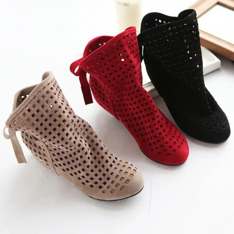 Summer Boots Bootie 2025 with The New Shoes Lace Openwork Crochet Boots Plus Size 43 Hollow Fashion Women Boots