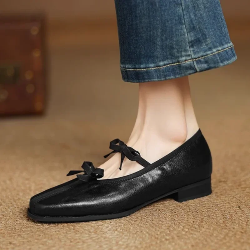Mary Jane New Women Shoes Ballet Bow Square Toe Mid Heels Nude Shoes Fashion Casual Elegant Shallow Pumps Mary Jane New Women Shoes Ballet Bow Square Toe Mid Heels Nude Shoes Fashion Casual Elegant Shallow Pumps