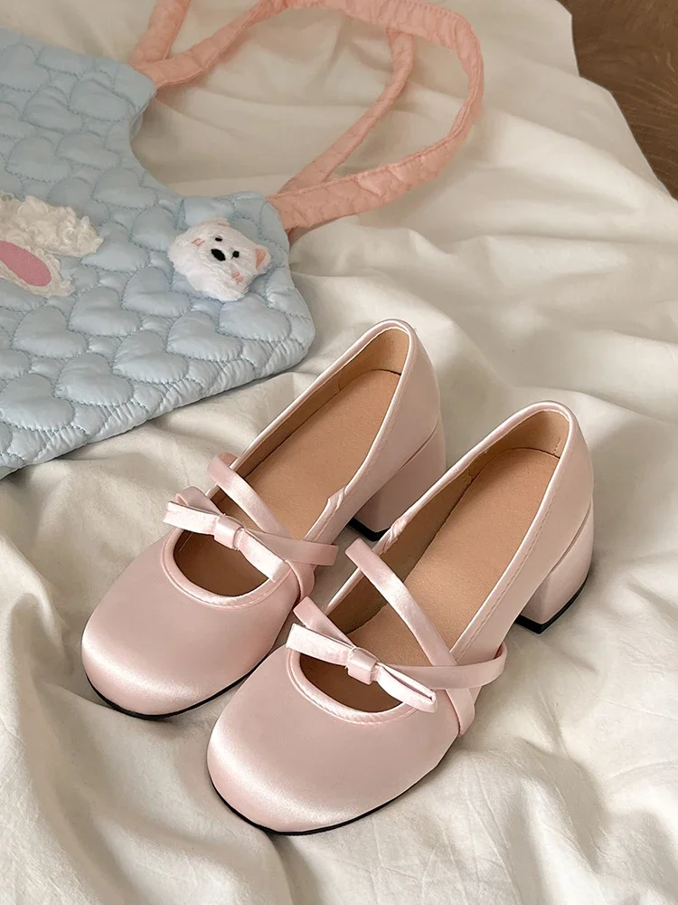 Pink Bow Knot Mary Janes Women's Oes Summer 2025 New Soft Round Head Ballet Flat Mouth Single Oes Faionable Casual Pink Bow Knot Mary Janes Women's Oes Summer 2025 New Soft Round Head Ballet Flat Mouth Single Oes Faionable Casual