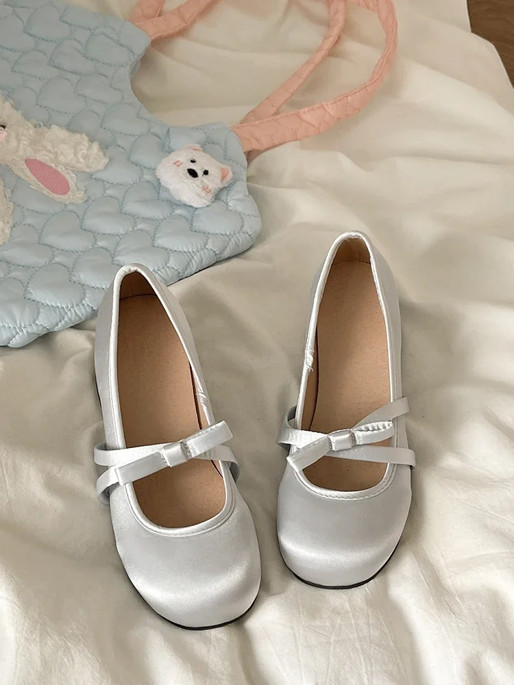 Pink Bow Knot Mary Janes Women's Oes Summer 2025 New Soft Round Head Ballet Flat Mouth Single Oes Faionable Casual Pink Bow Knot Mary Janes Women's Oes Summer 2025 New Soft Round Head Ballet Flat Mouth Single Oes Faionable Casual