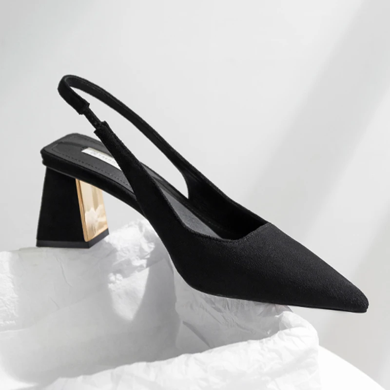 Women Pumps Black High Heels Shoes Sandals Summer 2023 New Party Sexy Thick Mules Shoes Slippers Ladies Wedding Zapatos Tacones