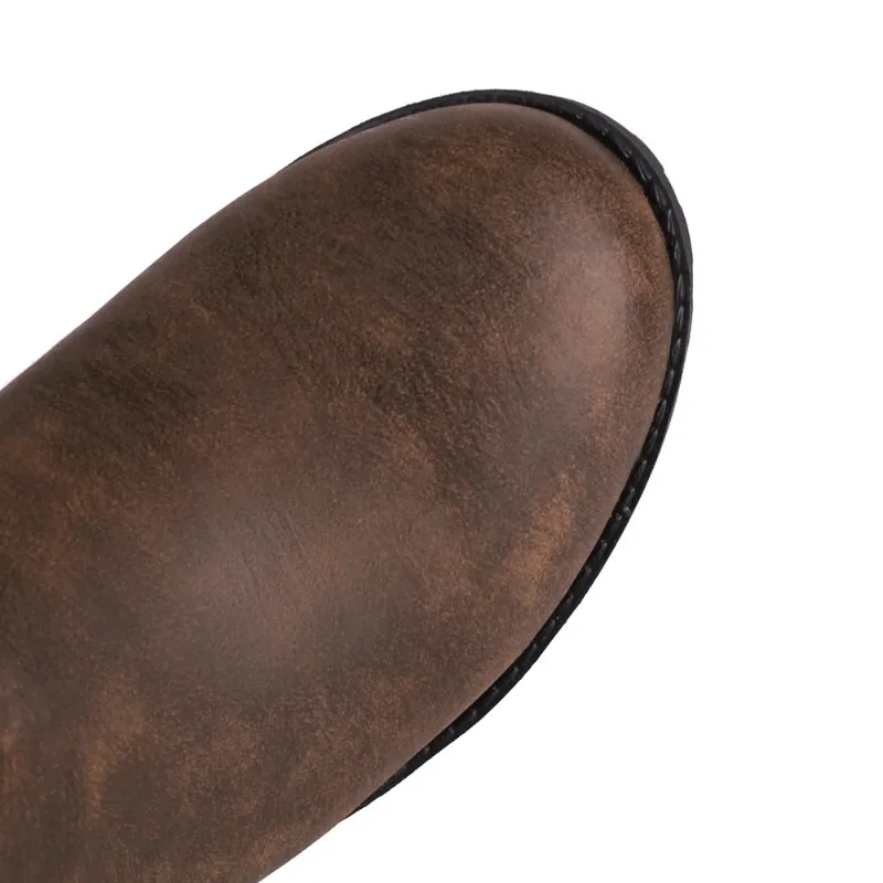 Vintage Knee High Boots Women Shoes Casual Brown Black Riding Boots Flats Autumn Winter Boots Shoes Woman Large Size 44
