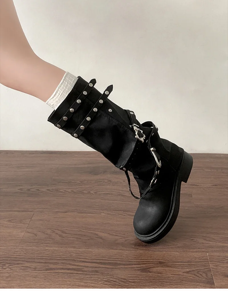Designer Rivet Women Trouser Legs High Boots Fashion Punk Style Shoes Autumn Winter Thick Heel Ladies Knight Long Booties