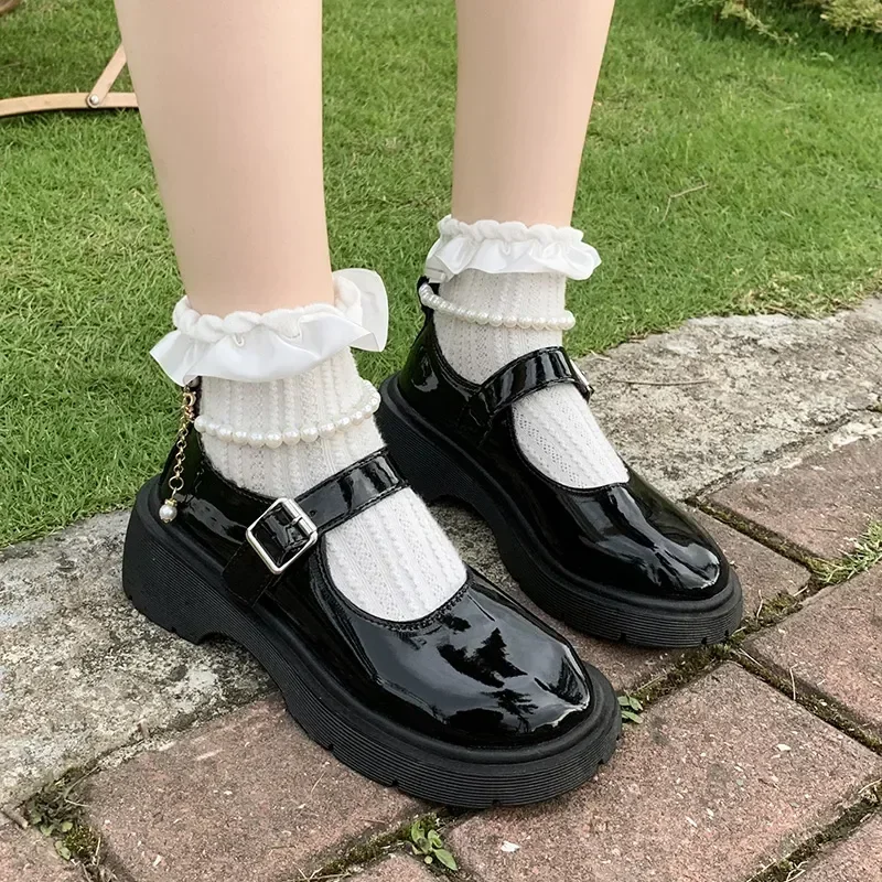 Lolita Shoes Japanese Mary Jane Shoes Women Vintage Girls Students JK Uniform Platform Shoes Cosplay High Heels Plus Size