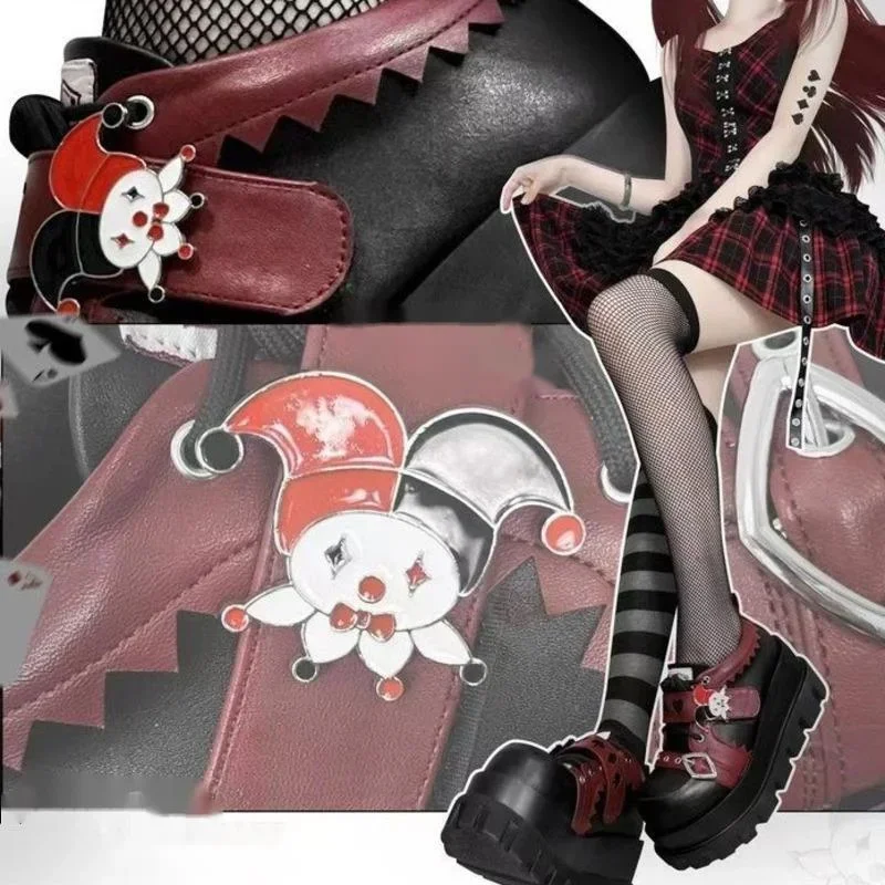 JK Cake Shoes Japan Lolita Denim Cosplay Kawaii Punk High Heels Thick Soled Girl Sponge Shoes Increase Height 5-8cm Cake Shoes