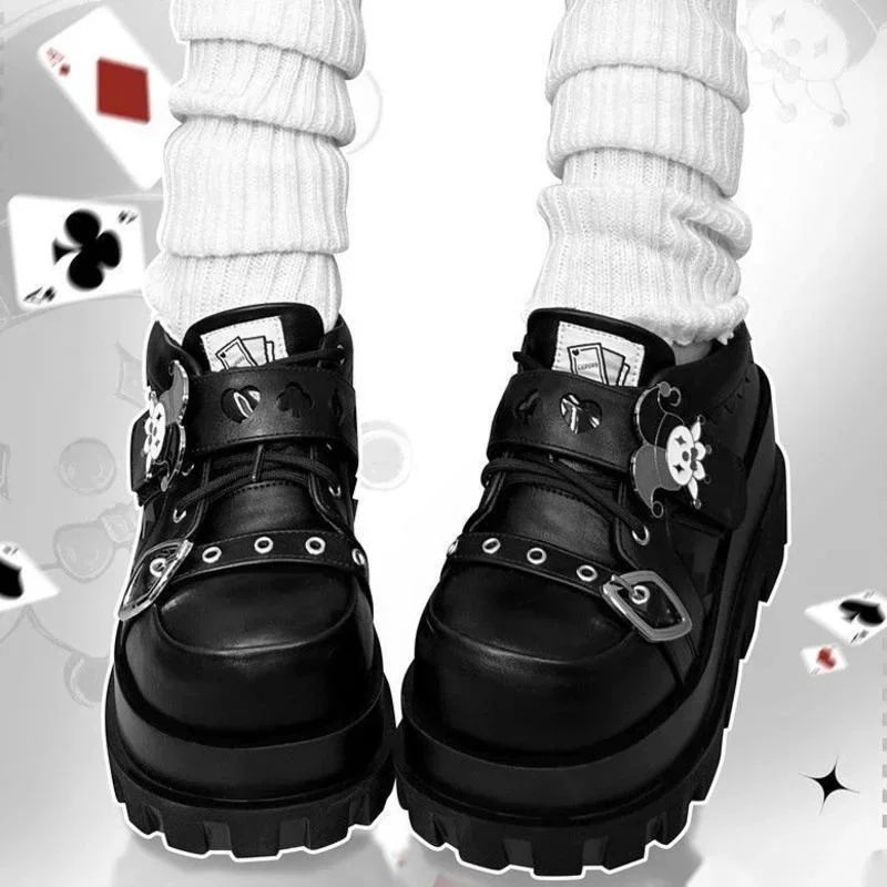 JK Cake Shoes Japan Lolita Denim Cosplay Kawaii Punk High Heels Thick Soled Girl Sponge Shoes Increase Height 5-8cm Cake Shoes