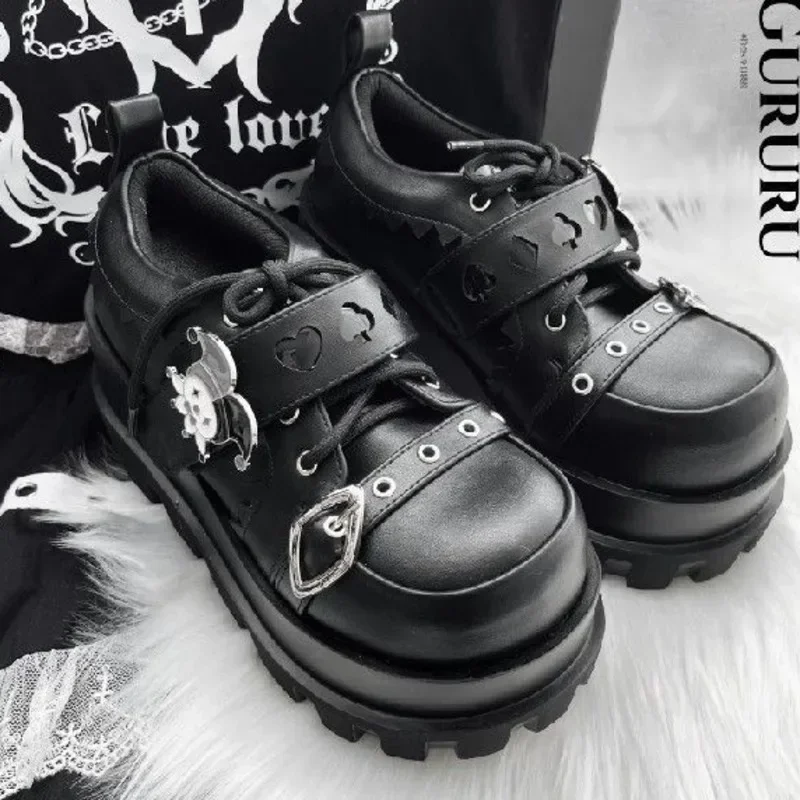 JK Cake Shoes Japan Lolita Denim Cosplay Kawaii Punk High Heels Thick Soled Girl Sponge Shoes Increase Height 5-8cm Cake Shoes