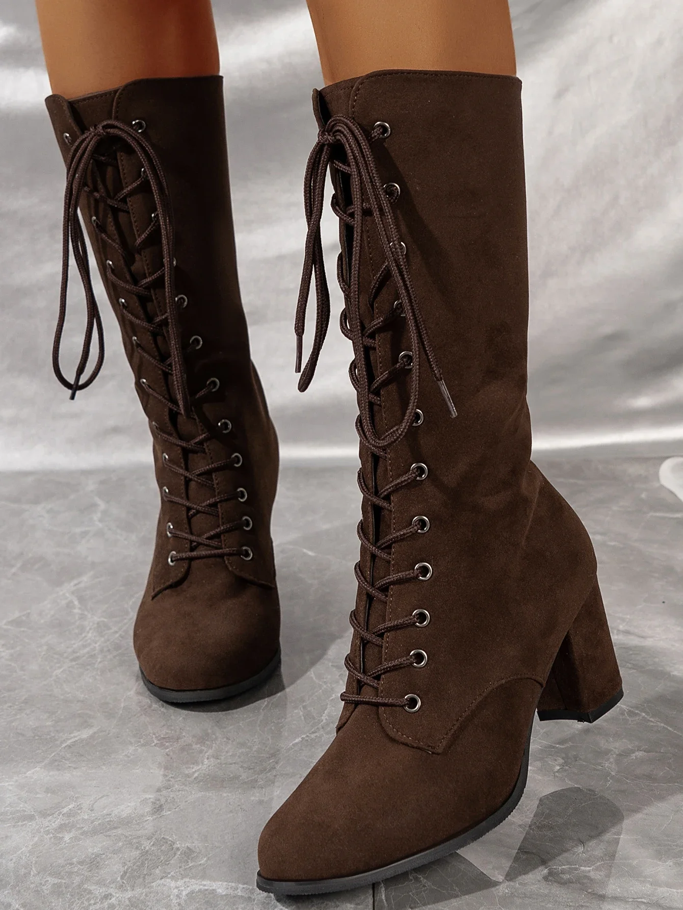 New Wedges Ankle Boots for Women Pointed Toe High Heels Women Shoes Leather Metal Decor Boots Women Fashion Botas De Mujer